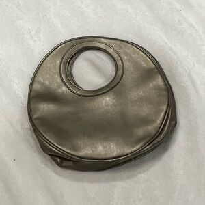 Silver Circular Clutch with Integrated Handle
